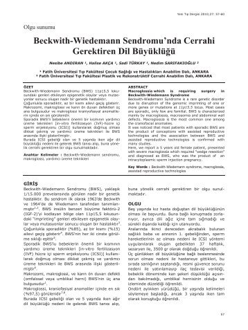 Beckwith-Wiedemann Sendromu'nda Cerrahi ... - Yeni Tıp Dergisi