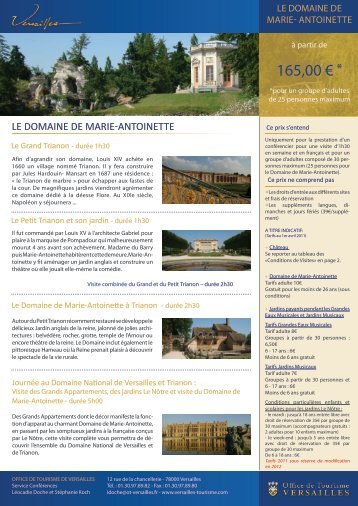 165,00 € * - Office de tourisme de Versailles