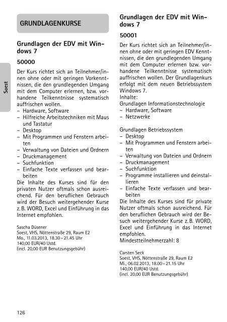 Volkshochschule Soest - VHS Aktuell - Soest