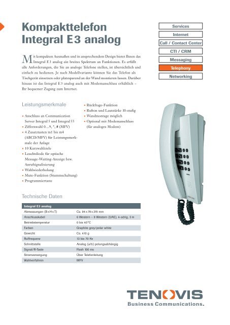 Kompakttelefon Integral E3 analog -  LIPINSKI TELEKOM GmbH