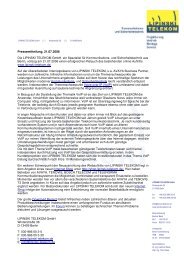 Pressemitteilung, 21.07.2006 Die LIPINSKI TELEKOM GmbH, ein ...