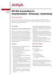 IDS Win Accounting 4.5 GesprÃ¤chsdaten â€“ Erfassung ... - Avaya