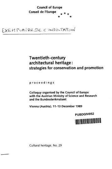 Twentieth-century architectural heritage: - Council of Europe