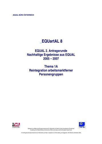 Nachhaltige Ergebnisse aus EQUAL 2005 - Europäischer Sozialfonds