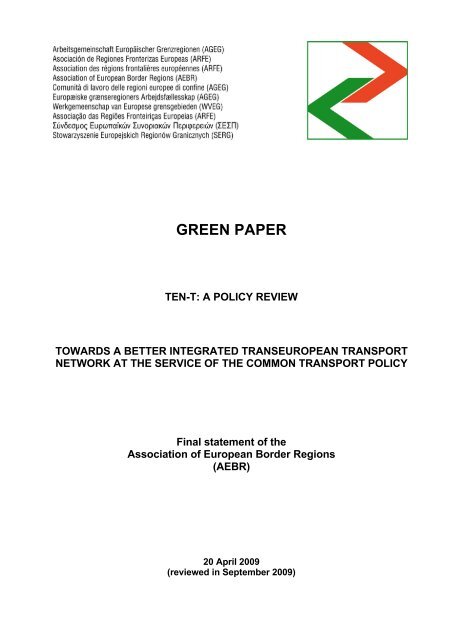 GREEN PAPER - Association of European Border Regions