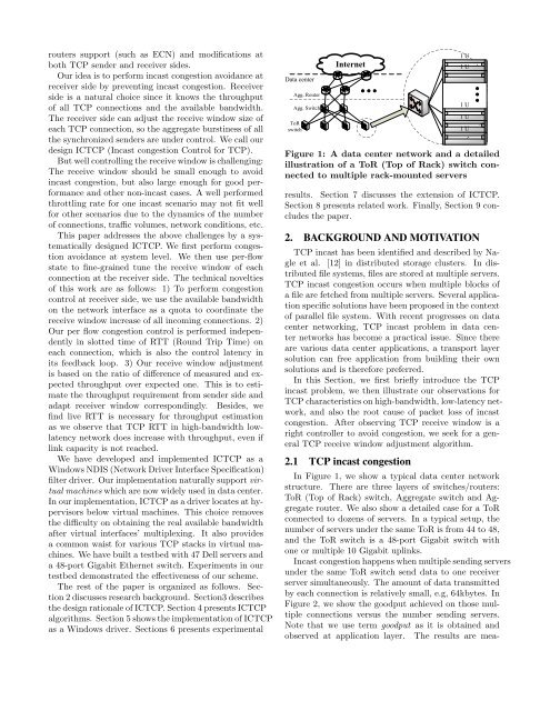 ICTCP: Incast Congestion Control for TCP in Data Center ... - Sigcomm