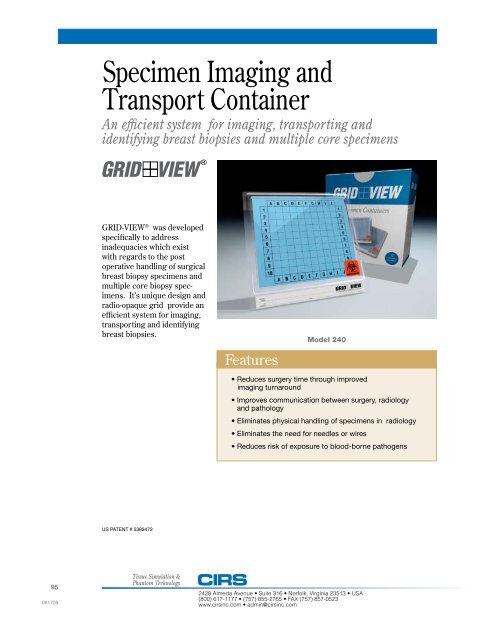 Container Imaging Specimen Imaging and Transport Container 240 - CIRS