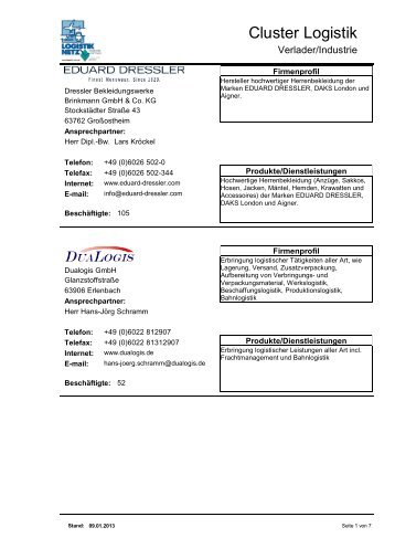 Cluster Logistik - Logistik Untermain