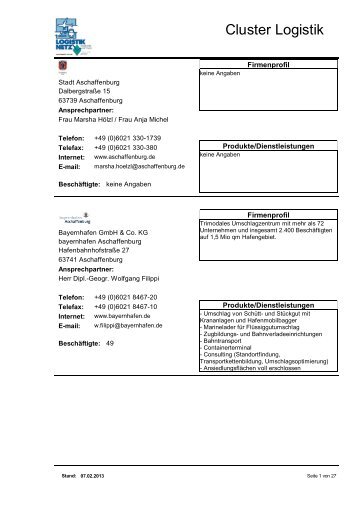 Cluster Logistik - Logistik Untermain