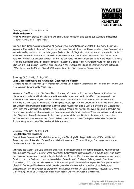 Pressedossier (pdf-Dokument, 0,3 MB) - Akademie der Künste