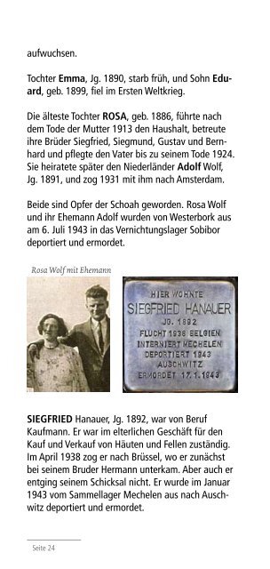 Flyer "Stolpersteine" - Stadt Lingen