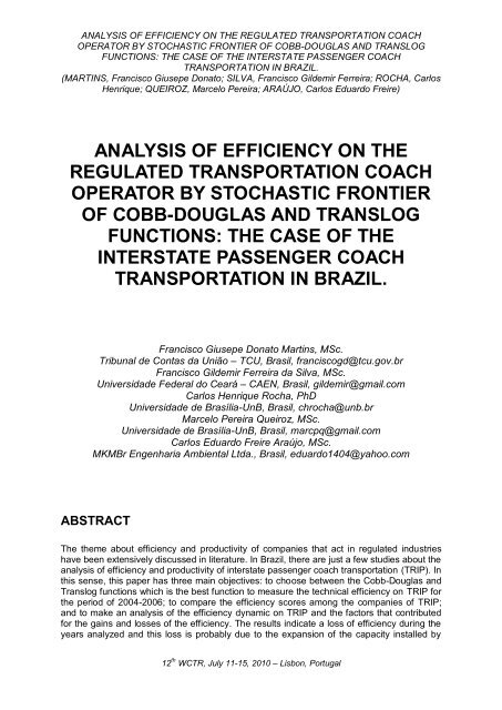Analysis Of Efficiency On The Regulated Transportation Coach