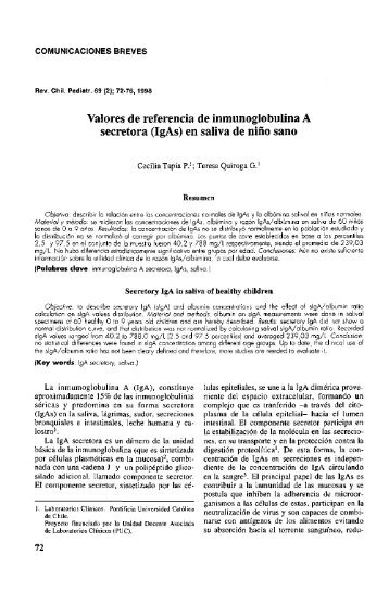 (IgAs) en saliva de niiio sano - SciELO