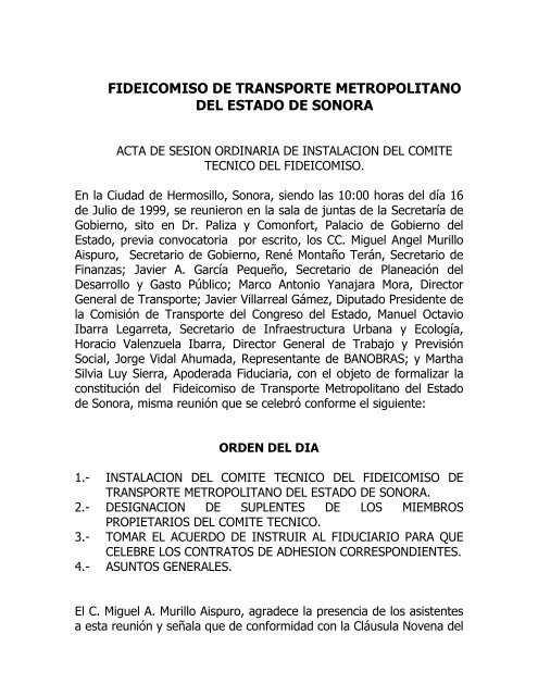 fideicomiso de transporte metropolitano del estado de sonora