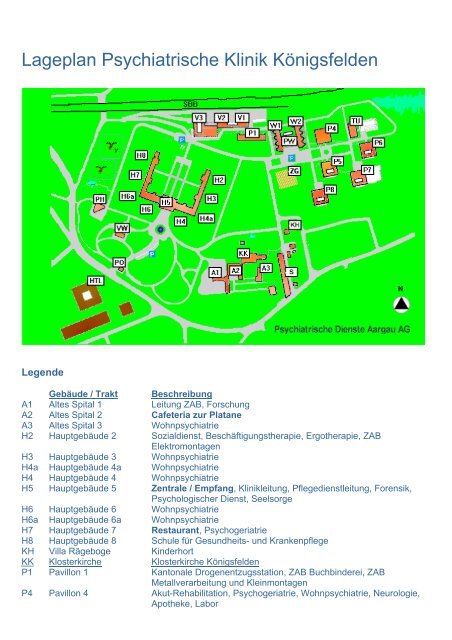 Lageplan Psychiatrische Klinik Königsfelden