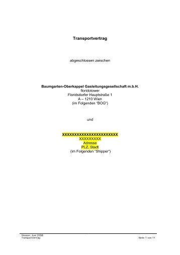 Muster eines Transportvertrages auf unterbrechbarer - BOG GmbH