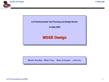 MGSE Design MGSE Design - GLAST at SLAC