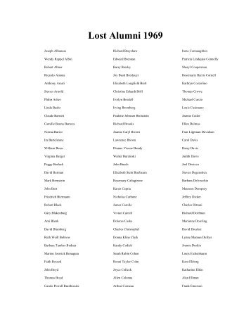 Lost Alumni 1969