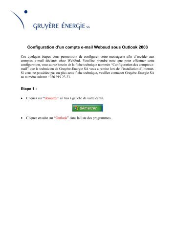 Configuration d'un compte e-mail Websud sous ... - Gruyère Energie