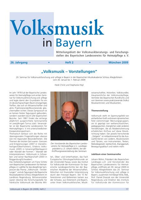 in Bayern - Bayerischer Landesverein für Heimatpflege eV