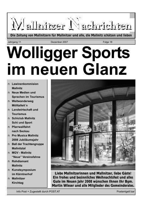 Wolligger Sports im neuen Glanz - Mallnitz Kärnten Österreich