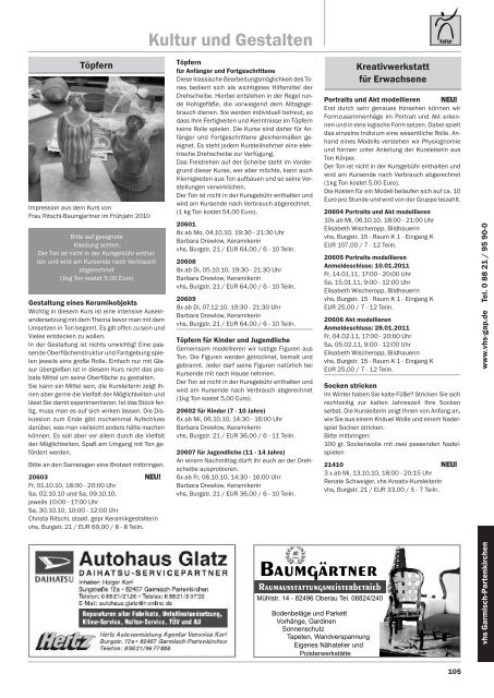 Kultur und Gestalten - Volkshochschule Garmisch-Partenkirchen