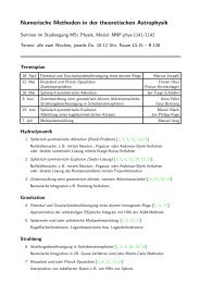 Vortragsthemen, Literaturliste und Terminplan - Astrophysik Kiel