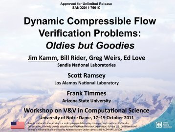 Dynamic Compressible Flow Verification Problems: Oldies but ...