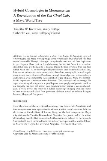 Hybrid Cosmologies in Mesoamerica: A Reevaluation ... - Ethnohistory
