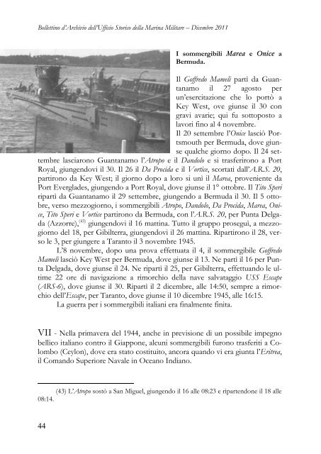 I sommergibili italiani dal settembre 1943 al dicembre - Marina Militare