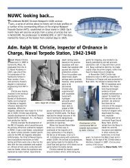 NUWC looking back… Adm. Ralph W. Christie, Inspector ... - Navsea