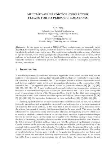 multi-stage predictor-corrector fluxes for hyperbolic equations