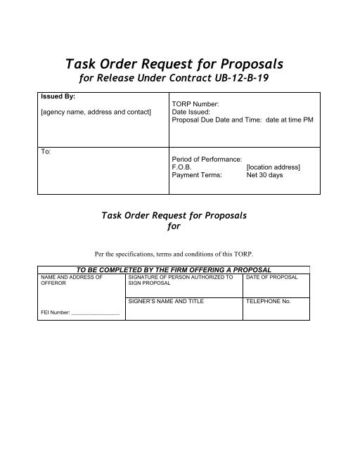 Sample Task Order Request for Proposal (TORP) - MEEC