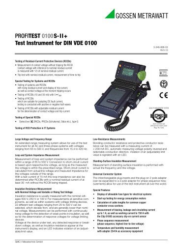 PROFITEST 0100S-II+ Test Instrument for DIN VDE 0100