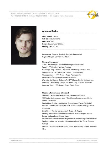 Andreas Kerbs - Agentur International Actors