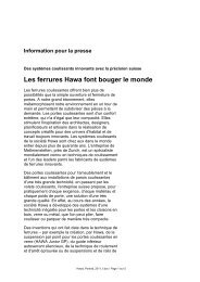 Information pour la presse - hawa.ch