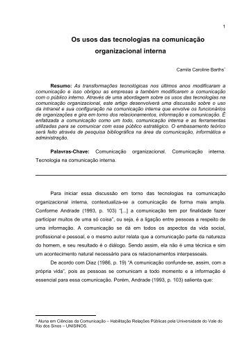 Os usos das tecnologias na comunicação organizacional interna