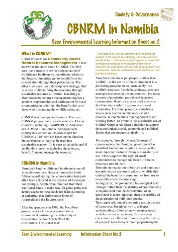 2: CBNRM in Namibia - NIED