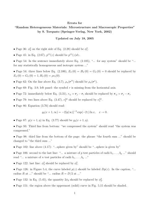 Random Heterogeneous Materials: Microstructure and Macroscopic ...