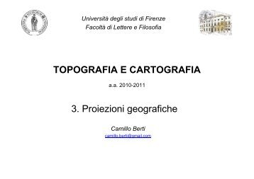 TOPOGRAFIA E CARTOGRAFIA 3. Proiezioni geografiche