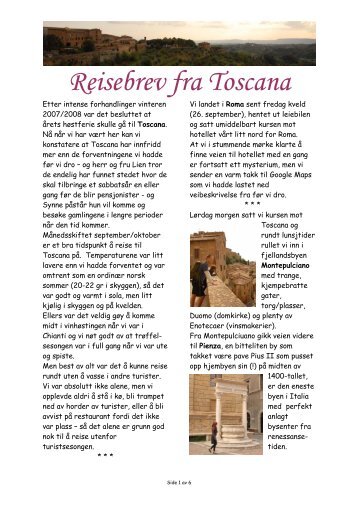 Reisebrev fra Toscana