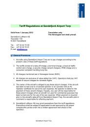 Tariff Regulations at Sandefjord Airport Torp
