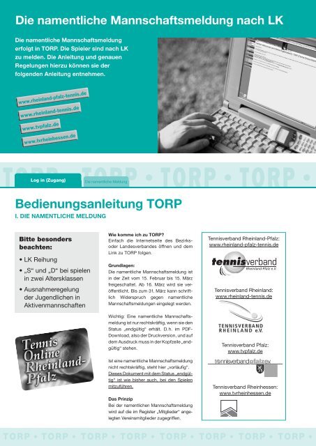 TORP • TORP • TORP • TORP - Tennisverband Pfalz eV