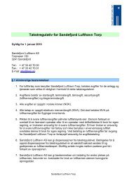 Takstregulativ for Sandefjord Lufthavn Torp