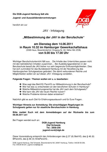 JAV - Infotagung âMitbestimmung der JAV in der Berufschuleâ am ...