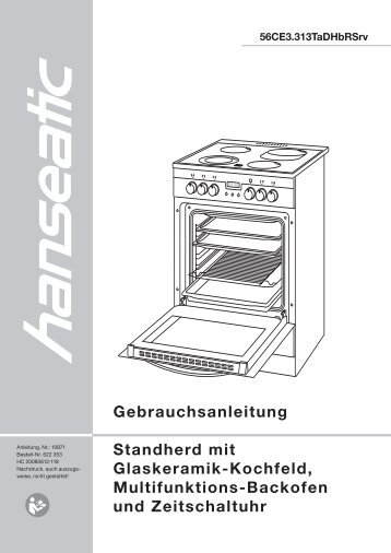 Gebrauchsanleitung Standherd mit Glaskeramik-Kochfeld ...