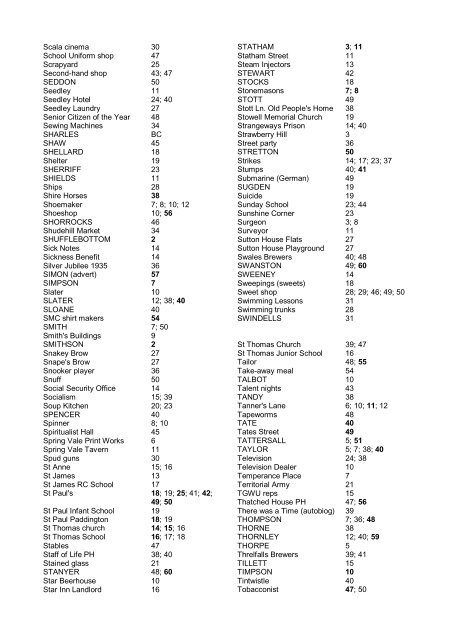 Index to "Hanky Park" by Tony Flynn (Neil Richardson publications ...