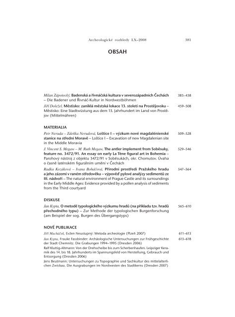 Archeologické rozhledy 2008 - Archeologický ústav AV ČR