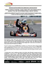 THIRTY YEARS IN KARTING, DAVID FORE' WITH CRG SEEKS HIS ...