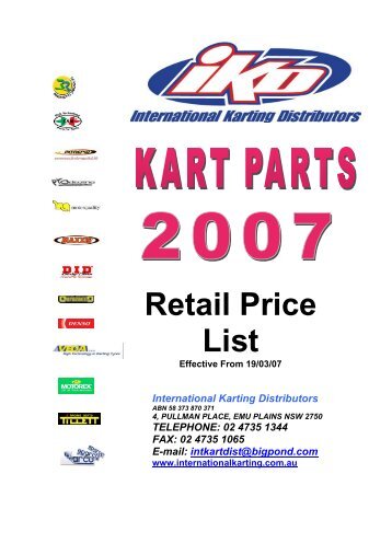 Retail Price List - International Karting Distributor